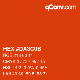 Color code: HEX #DA3C0B | qconv.com