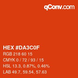 カラーコード: HEX #DA3C0F | qconv.com