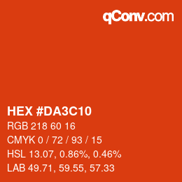 Código de color: HEX #DA3C10 | qconv.com