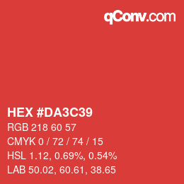 Color code: HEX #DA3C39 | qconv.com
