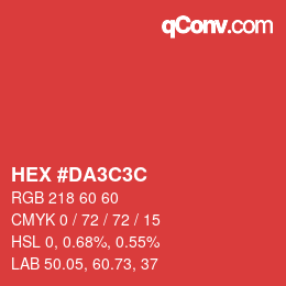 颜色代码: HEX #DA3C3C | qconv.com