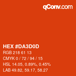 颜色代码: HEX #DA3D0D | qconv.com