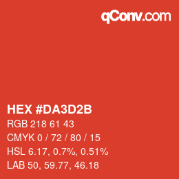 Color code: HEX #DA3D2B | qconv.com