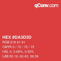 Farbcode: HEX #DA3D3D | qconv.com