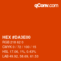 カラーコード: HEX #DA3E00 | qconv.com