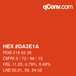 Color code: HEX #DA3E1A | qconv.com