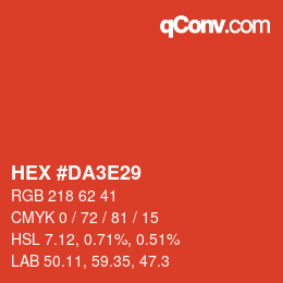 Farbcode: HEX #DA3E29 | qconv.com
