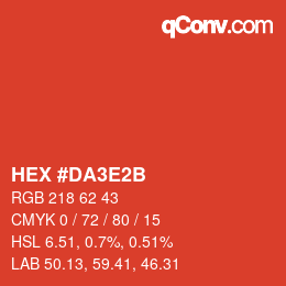 カラーコード: HEX #DA3E2B | qconv.com