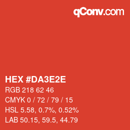 Color code: HEX #DA3E2E | qconv.com