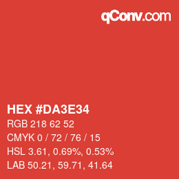 カラーコード: HEX #DA3E34 | qconv.com