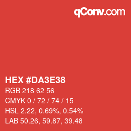 カラーコード: HEX #DA3E38 | qconv.com