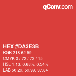 颜色代码: HEX #DA3E3B | qconv.com
