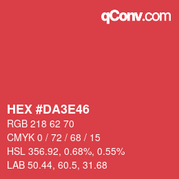 カラーコード: HEX #DA3E46 | qconv.com