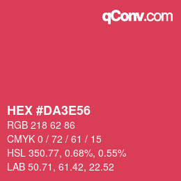 カラーコード: HEX #DA3E56 | qconv.com