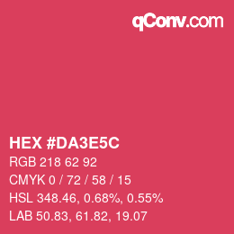 Code couleur: HEX #DA3E5C | qconv.com