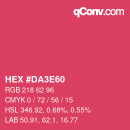 カラーコード: HEX #DA3E60 | qconv.com