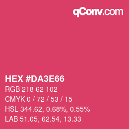 カラーコード: HEX #DA3E66 | qconv.com