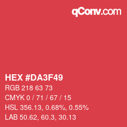 Color code: HEX #DA3F49 | qconv.com