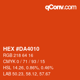 カラーコード: HEX #DA4010 | qconv.com