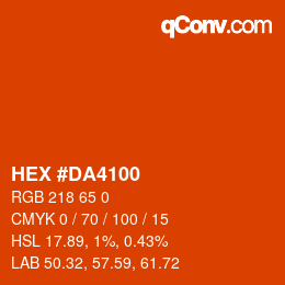 Color code: HEX #DA4100 | qconv.com
