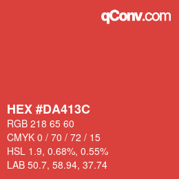 Color code: HEX #DA413C | qconv.com