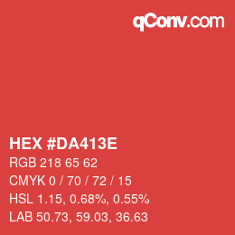 Color code: HEX #DA413E | qconv.com