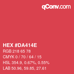 Color code: HEX #DA414E | qconv.com