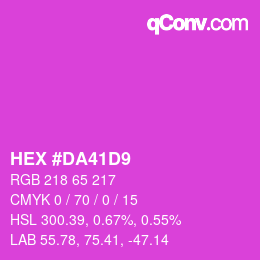 カラーコード: HEX #DA41D9 | qconv.com