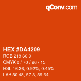 Color code: HEX #DA4209 | qconv.com