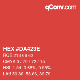 Color code: HEX #DA423E | qconv.com
