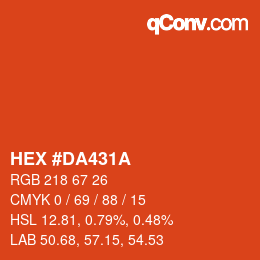 Color code: HEX #DA431A | qconv.com