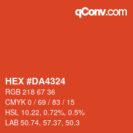 カラーコード: HEX #DA4324 | qconv.com