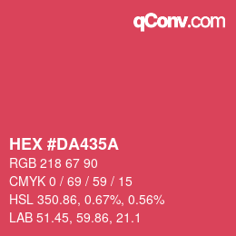 Color code: HEX #DA435A | qconv.com