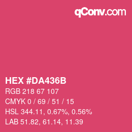 Color code: HEX #DA436B | qconv.com