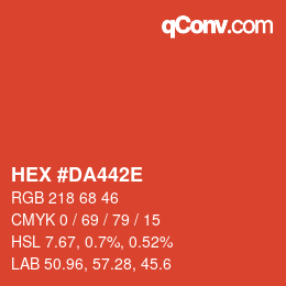 Color code: HEX #DA442E | qconv.com