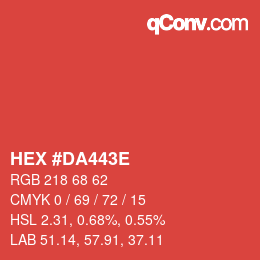 Color code: HEX #DA443E | qconv.com