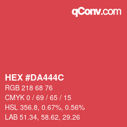 Color code: HEX #DA444C | qconv.com