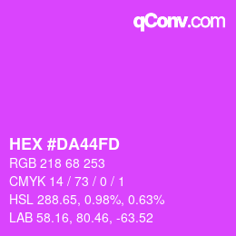颜色代码: HEX #DA44FD | qconv.com