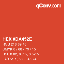 Color code: HEX #DA452E | qconv.com