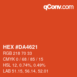Color code: HEX #DA4621 | qconv.com