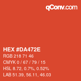 Color code: HEX #DA472E | qconv.com