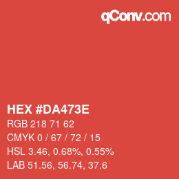 Color code: HEX #DA473E | qconv.com