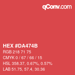 Color code: HEX #DA474B | qconv.com