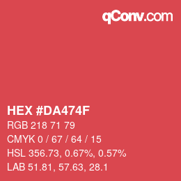 Color code: HEX #DA474F | qconv.com