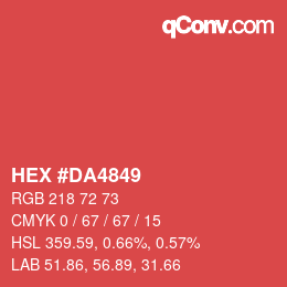 Color code: HEX #DA4849 | qconv.com