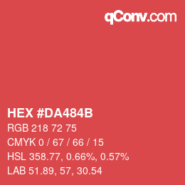 Color code: HEX #DA484B | qconv.com