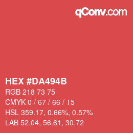 Color code: HEX #DA494B | qconv.com