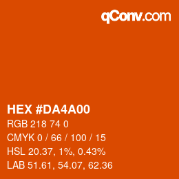 Farbcode: HEX #DA4A00 | qconv.com