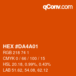 Color code: HEX #DA4A01 | qconv.com