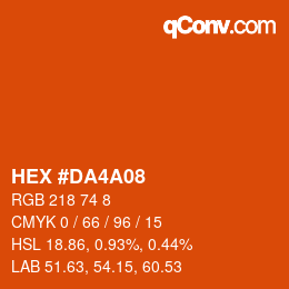Color code: HEX #DA4A08 | qconv.com